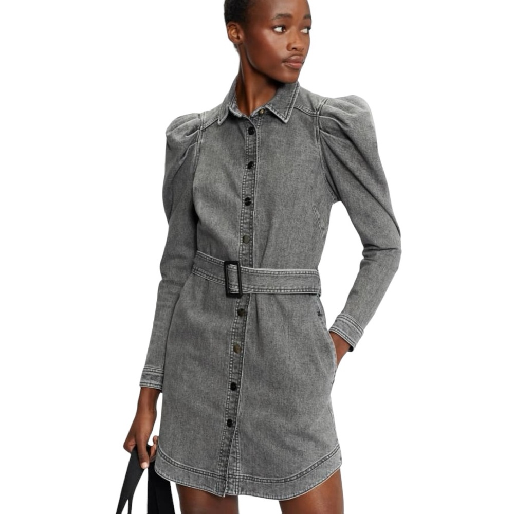 Ted Baker Pasccal Denim Shirt Dress with Puff Shoulders
